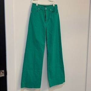 Green Wide Leg Denim
